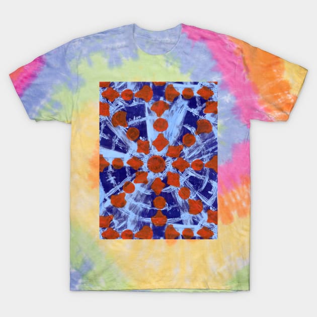 Mandala Tie Dye - Blue and Orange T-Shirt by MitaDreamDesign